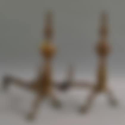 Pair of Brass Belted Ball-top Andirons (preview)