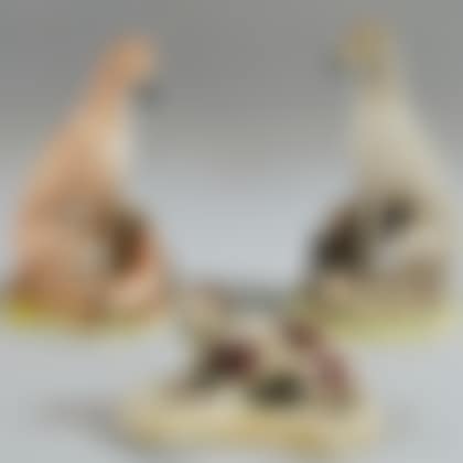 Two Large Staffordshire Pottery Whippet with Game Figurines and a Recumbent Spaniel Figure (preview)