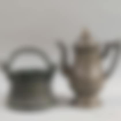 Roswell Gleason Baluster-form Pewter Coffeepot and a Copper Swing Handle Pot (preview)
