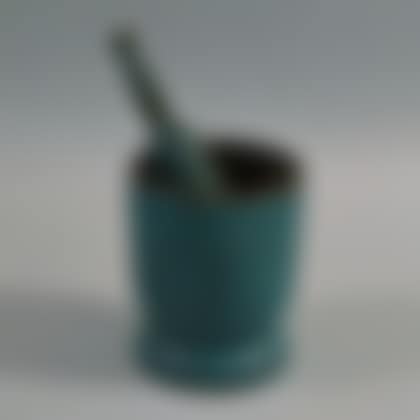 Blue-painted Turned Mortar and Pestle (preview)