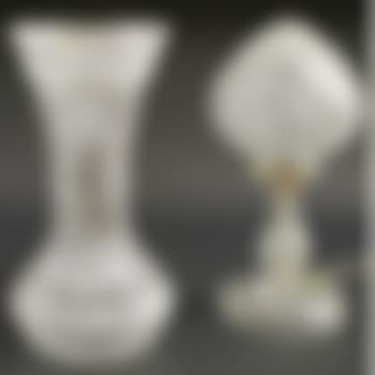 Colorless Cut Glass Mushroom Table Lamp and a Large Colorless Cut Glass Vase (preview)