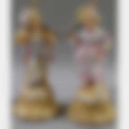 Pair of Painted Bisque Children in Fancy Dress Figures/Table Lamps (preview)