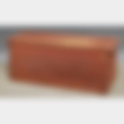 Red-painted Pine Dovetail-constructed Sea Chest with Canted Front and Rear Panels (preview)