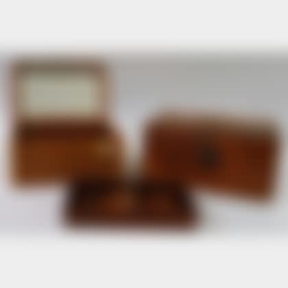 Grain-painted Wooden Dovetail-constructed Box and a Mahogany and Exotic Wood Veneer Jewelry Box (preview)