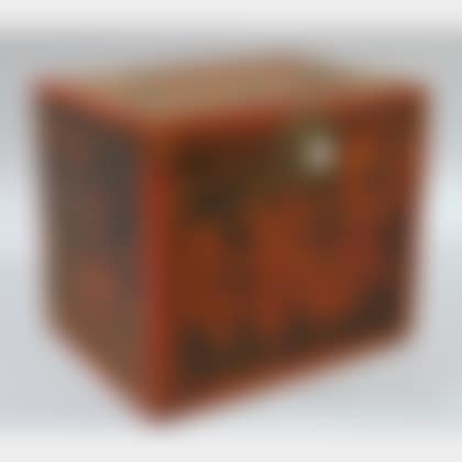 Japanese Print-mounted Red-painted Wood Dovetail-constructed Lidded Tea Box (preview)