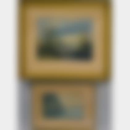 Two Framed Works, a watercolor inlet view and a pastel of a pond and waterfall (preview)