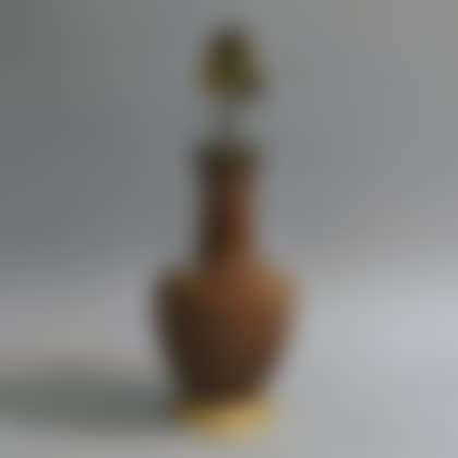 Brown-glazed Ribbed Porcelain Vase Mounted as a Lamp (preview)