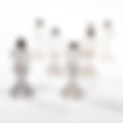 Six Colorless Sandwich Glass Lyre Lamps (preview)