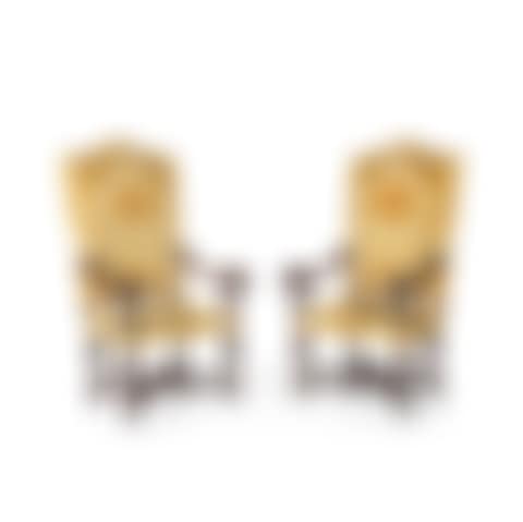 A pair of Italian walnut high back armchairs (preview)