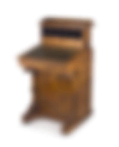 A mid Victorian burr-walnut and satinwood-veneered metamorphic davenport (preview)