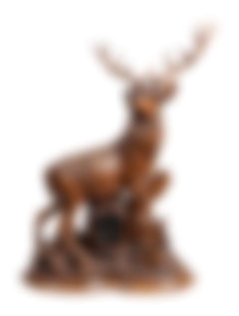 A Black Forest Carved Oak Stag-Form Mantel Clock (preview)