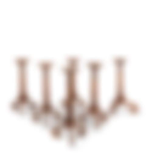 A set of six Dutch walnut and yew wood candle stands (preview)