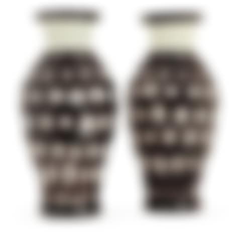 A Pair of violet opalin glass and baluster vases (preview)