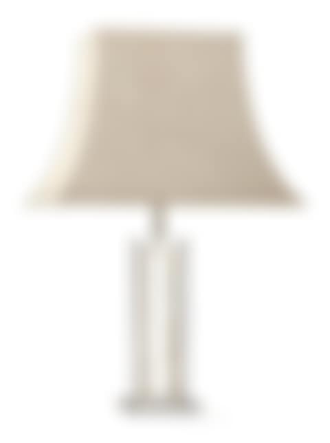 A large plated steel table lamp with a shantung lampshade (preview)