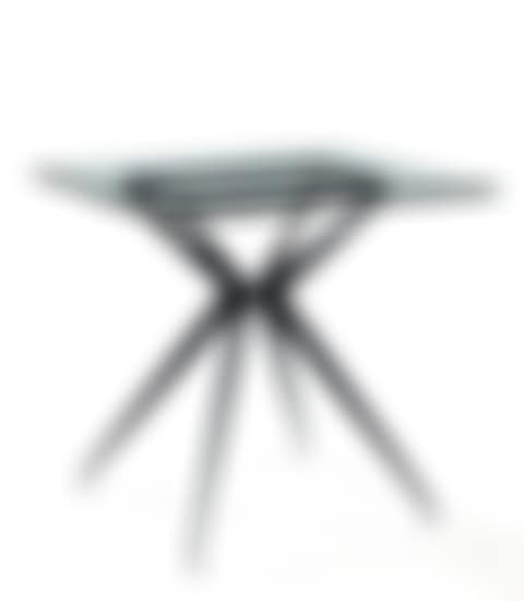 A black laquered iron legs occasional table with rectangular glass top (preview)