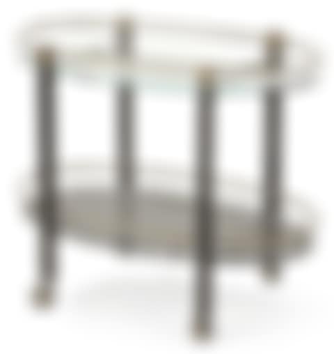 Table roulante à deux plateaux; two tier wheeled table; An oval two tier wheeled table (preview)