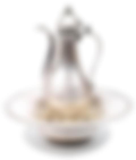 OTTOMAN EAWER AND ITS BASIN; A MID 19TH CENTURY OTTOMAN EGYPTIAN SILVER EWER WITH BASIN (preview)