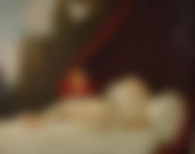 Weiblicher rückenakt vor rotem vorhang mit beobachtendem putto (?) (preview)