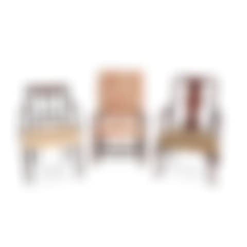 THREE CONTINENTAL ARMCHAIRS; Queen Anne armchair, French upholstered fauteuil, and a Regency mahogany armchair (preview)