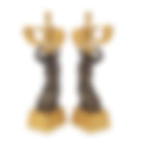 A pair of early 19th century French patinated and gilt bronze figural twin light candelabra in the Egyptian taste (preview)