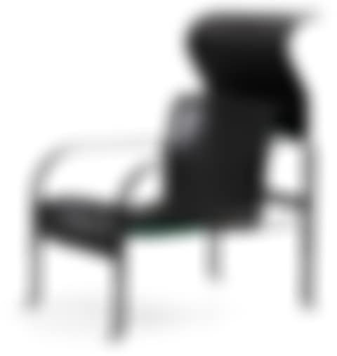 A John Kandell black lacquered metal and black leather easy chair, "Singel" (preview)