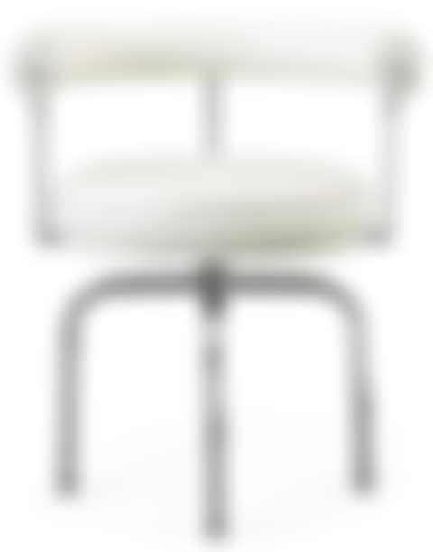 A Le Corbusier "LC 7" chromed steel and white leather chair (preview)