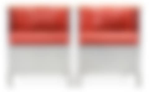 A pair of Mats Theselius "Aluminium/Theselius" aluminium, birch and red leather armchairs (preview)