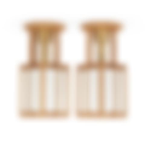 A pair of John Kandell oak, brass and opaque glass celing lamps, , Sweden (preview)