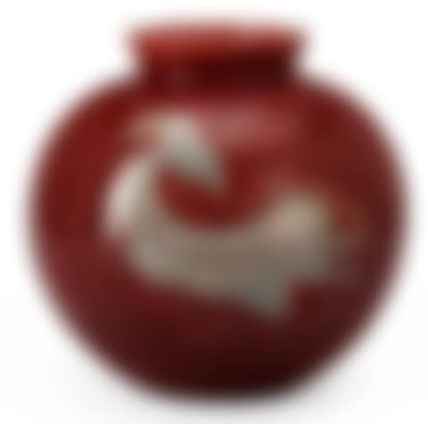 A Wilhelm Kåge red "Argenta" stoneware vase (preview)