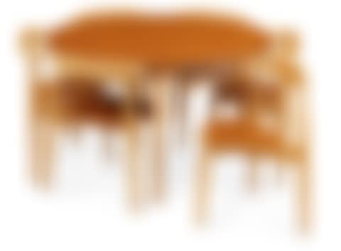 A Hans J Wegner teak top dining table with six chairs (preview)