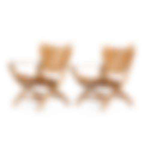 A pair of Poul Hundevad oak Egyptian folding chairs (preview)
