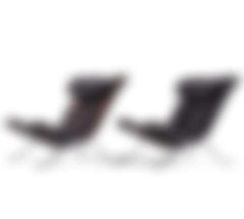 a pair of black leather "Ari" lounge chairs (preview)