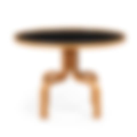 a red beech and black formica "Parallell" table (preview)