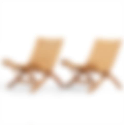 a pair of oak and rattan "Folding chairs", Johannes Hansen, Denmark (preview)