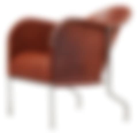 A Mats Theselius steel and brown leather easy chair (preview)