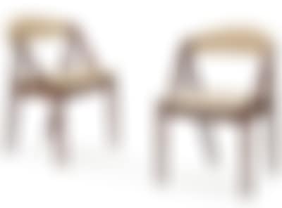 A pair of rosewood chairs, upholstered with light fabric (preview)