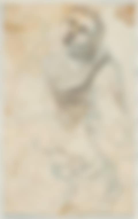 Priest kneeling with hands folded and gazing towards heaven. (preview)