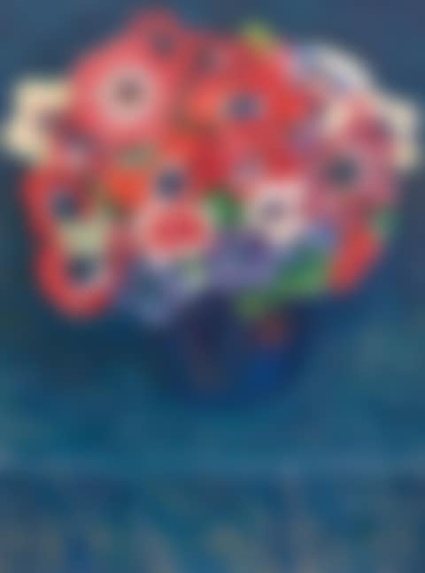 Anemones in a blue vase (preview)