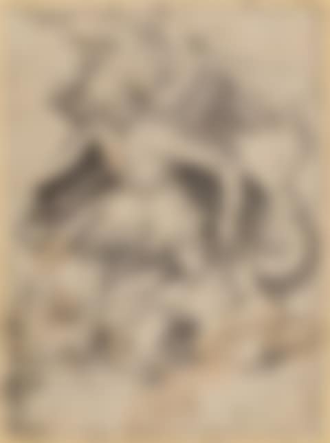 Design for a glass pane with the Archangel Michael and the Baumgartner, Beromünster coat of arms (preview)