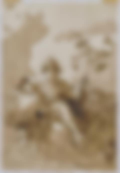 God the Father carried on clouds by angels. (preview)