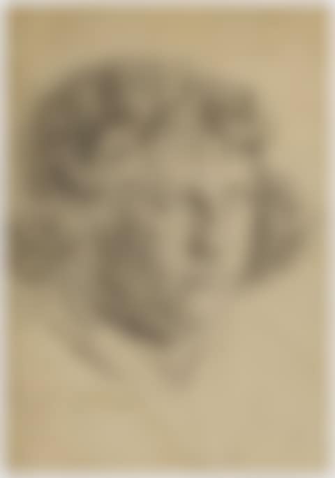 A portrait of a man with curly hair. Verso: Male nude study (trimmed). (preview)