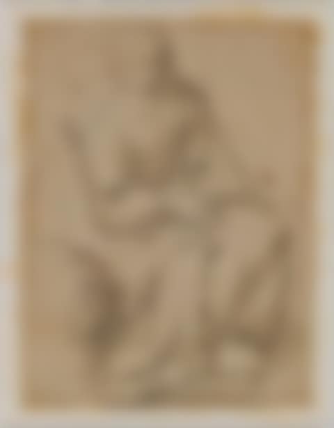 Study of a female saint enthroned on clouds. (preview)