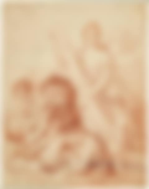 Female allegorical figure, holding a column and putti playing with a lion (preview)