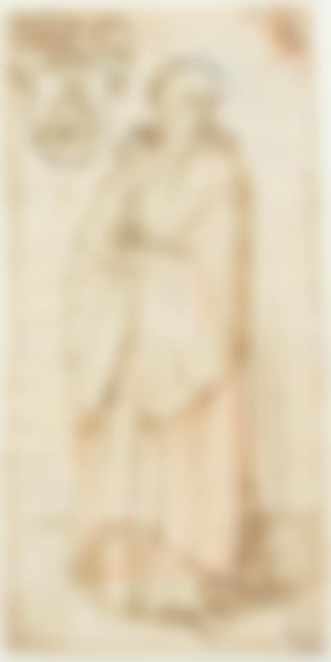 Monk with coat of arms. Verso: Standing monk. (preview)