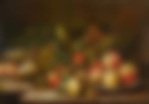 Still-life with fruit on a table with vine tendrils (preview)