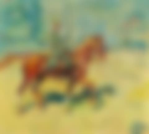 Oberst auf seinem Pferd in einer Sommerlandschaft (wohl Oberst Alfred Jenny 1877-1936) (preview)