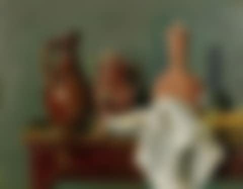 Still life with jugs on a table. (preview)