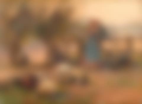 Peasant with boy and sheep on a meadow (preview)