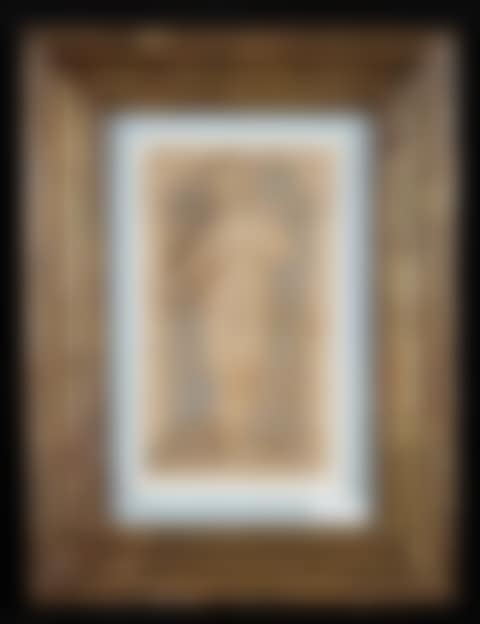 Standing female nude with lion, dog, sheep, donkey and two deer in front of a niche (preview)