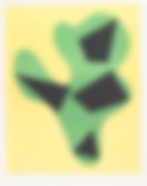 Composition in green and black on a yellow background (preview)